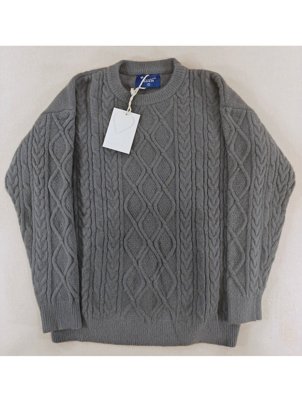 Elfric Eden Men's Cable Knit Sweater Gray Size Small Wool Blend